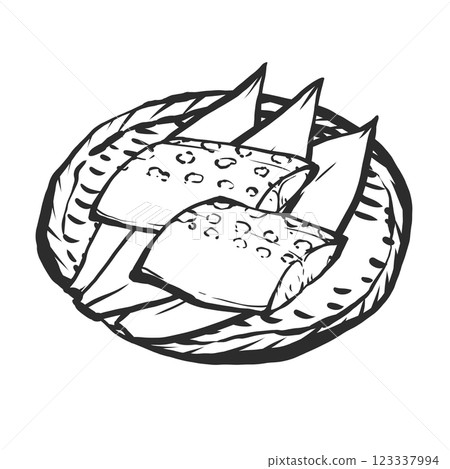 Hand-drawn brush-style illustration of Spanish mackerel 123337994