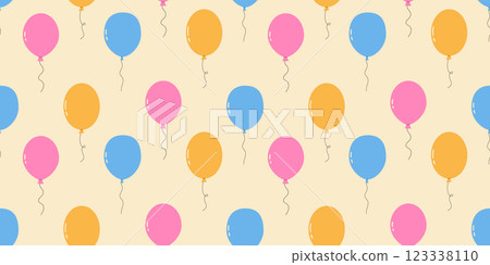 Seamless pattern with balloons on rope. Birthday or party background 123338110