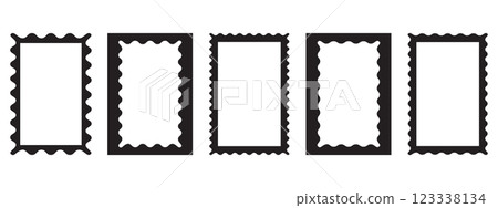 Different rectangle frames with wiggly edges set. Modern vector template 123338134
