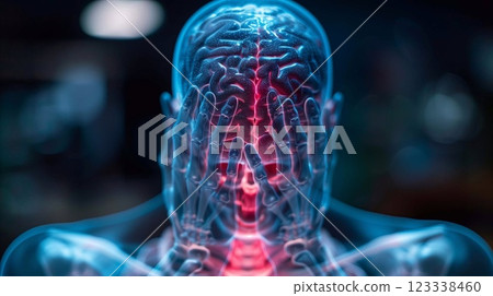 A visualization of intense emotional and physical pain, focusing on the lungs and brain 123338460