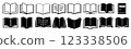 Open book icons set. Black logo isolated on white background vector illustration. 123338506