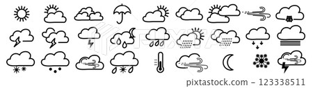 Weather icons vector set isolated on white background. 123338511