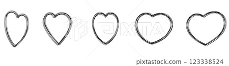 Hand drawn love symbol vector set. Heart doodle. Hand drawn love symbol vector set. Heart doodle. 123338524
