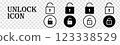 Unlock icon vector set illustration. 123338529