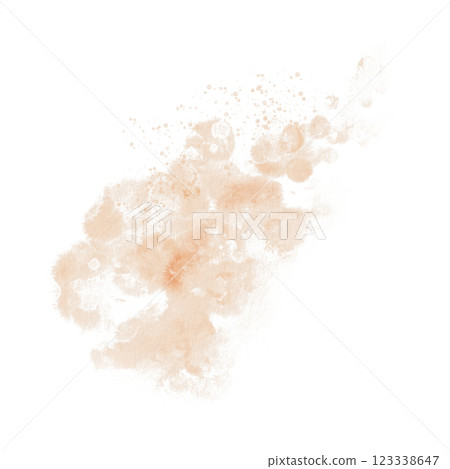 Abstract watercolor orange color splashes on transparent background in watercolor technique for postcards, websites, invitations, flyers, packaging products, patterns, any composition. 123338647