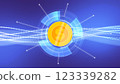 2D Coin Rotation 360 Degree Data Line Stream Network Security Systems Digital Technology Futuristic Hud Background 123339282