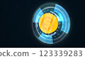 2D Coin Rotation 360 Degree in Digital Technology Futuristic Hud Equalizers 123339283
