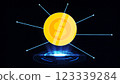 2D Coin Rotation 360 Degree in Digital Technology Futuristic Hud Network Connection Background 123339284