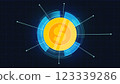 2D Coin Rotation 360 Degree in Security Systems Digital Technology Futuristic Hud Background 123339286