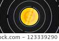 2D Coin Rotation 360 Degree in Dark Galaxy Stroke line Background 123339290