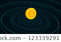 2D Coin Rotation in Business Economy System World Radio Wave Digital Technology Network Background 123339291