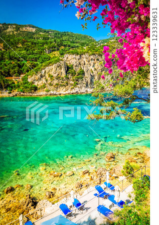 Paleokastritsa beach on Korfu, Greece 123339631
