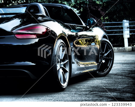 Glossy black open car Glossy black open car 123339943