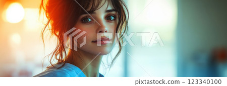 Surrounded by fragrant bouquets, a skilled flower vendor creates an artistic arrangement at her lively market stall filled with nature colorful beauty 123340100