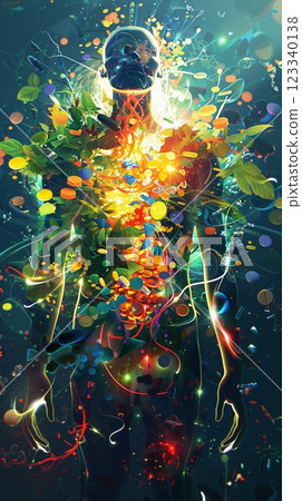 Surrounded by fragrant bouquets, a skilled flower vendor creates an artistic arrangement at her lively market stall filled with nature colorful beauty 123340138