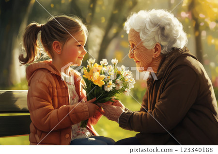 Surrounded by fragrant bouquets, a skilled flower vendor creates an artistic arrangement at her lively market stall filled with nature colorful beauty Surrounded by fragrant bouquets, a skilled flower vendor creates an artistic arrangement at her lively market stall filled with nature colorful beauty 123340188