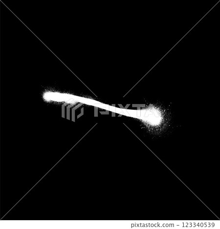 White spray paint stripe with ink splatters, vector abstract graffiti spraying horizontal stroke stain, aerosol smear 123340539