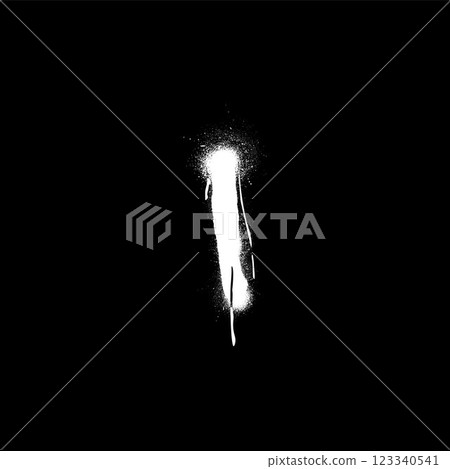 White spray paint stripe with ink splatters and dripping, vector abstract graffiti spraying vertical line stroke stain White spray paint stripe with ink splatters and dripping, vector abstract graffiti spraying vertical line stroke stain 123340541