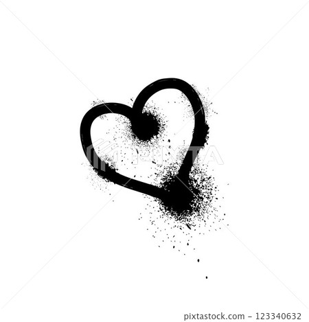 Graffiti art. Vector illustration of heart, made of airbrush paint with splatters and drips. Graffiti art. Vector illustration of heart, made of airbrush paint with splatters and drips. 123340632