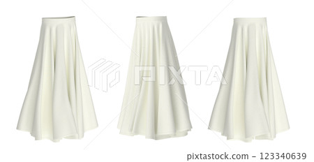Long White Skirt Mockup Front Back 3 4 Side Views Long White Skirt Mockup Front Back 3 4 Side Views 123340639