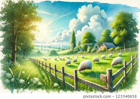 Farm scenery/sheep 123340658