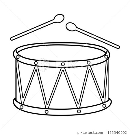 drum, drumsticks, percussion, black outline musical instrument 123340902