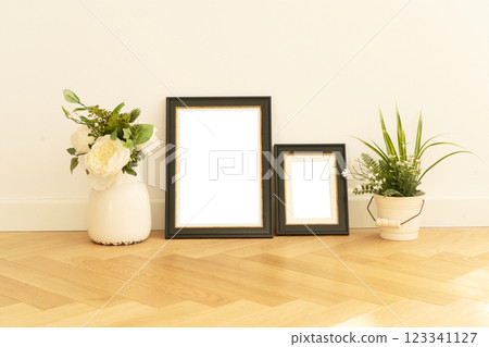 Seasonal Decor A Cozy Setting Featuring Charming Empty Frames 123341127