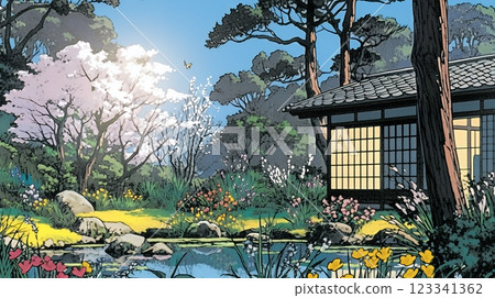 Japanese garden in early spring 123341362