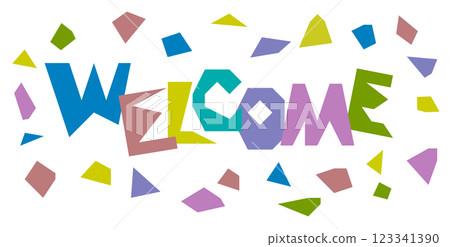 Welcome lettering illustration made with origami Welcome lettering illustration made with origami 123341390