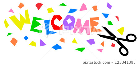 Welcome lettering illustration made with origami Welcome lettering illustration made with origami 123341393