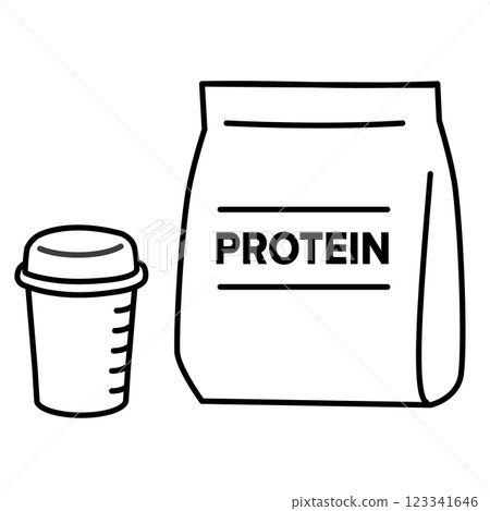 Simple illustration of protein and shaker, monochrome 123341646