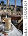 A morning drink served in a fancy glass (Italy) 123342198