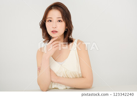 Cute woman with beauty makeup 123342240