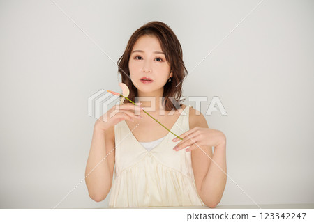 Cute woman with beauty makeup 123342247