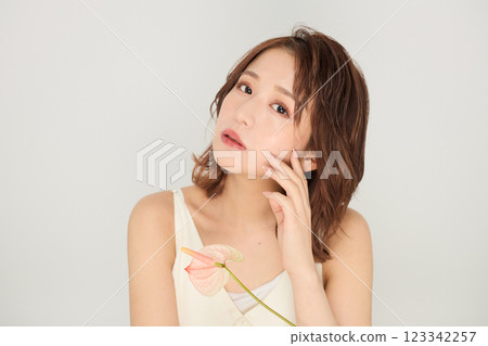 Cute woman with beauty makeup Cute woman with beauty makeup 123342257