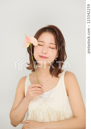 Cute woman with beauty makeup Cute woman with beauty makeup 123342259