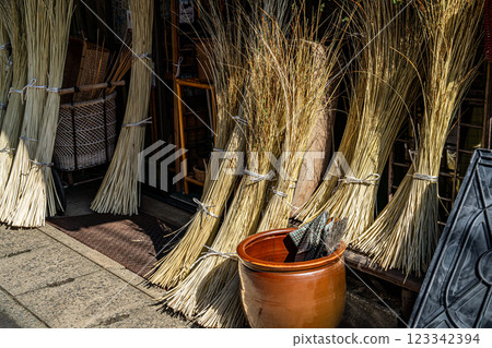 [Important Preservation District for Groups of Traditional Buildings] Izushi: Materials for wicker baskets on display in a store, Toyooka City, Hyogo Prefecture 123342394