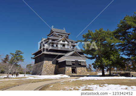 矗立在雪中的國寶松江城(松江市) 矗立在雪中的國寶松江城(松江市) 123342452