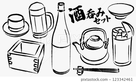 手繪水墨風格酒具 手繪水墨風格酒具 123342461