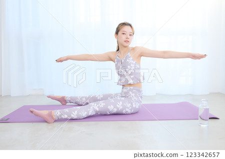 Woman doing yoga and pilates 123342657