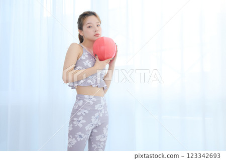 Woman doing yoga and pilates 123342693