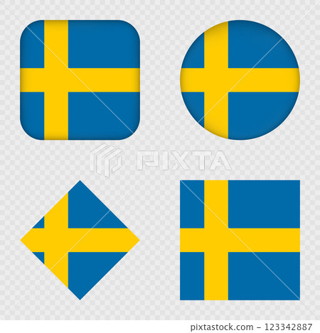Sweden Flag Icons Pack. Vector illustration. Sweden Flag Icons Pack. Vector illustration. 123342887