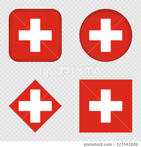 Switzerland Flag Icons Pack. Vector illustration. Switzerland Flag Icons Pack. Vector illustration. 123342889