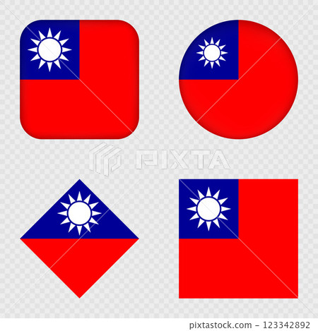 Taiwan Flag Icons Pack. Vector illustration. 123342892
