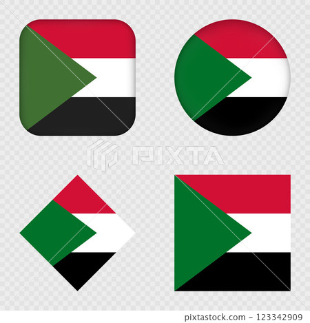 Sudan Flag Icons Pack. Vector illustration. Sudan Flag Icons Pack. Vector illustration. 123342909