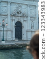 The majestic exterior of the Church of San Stae seen from the vaporetto 123343983