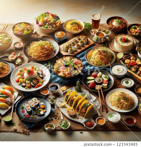 Gourmet illustrations from around the world 123343985