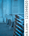 Silent cafe chairs line the streets of Venice 123344020