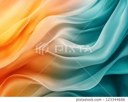 Fluid abstract waves in orange and turquoise Fluid abstract waves in orange and turquoise 123344686