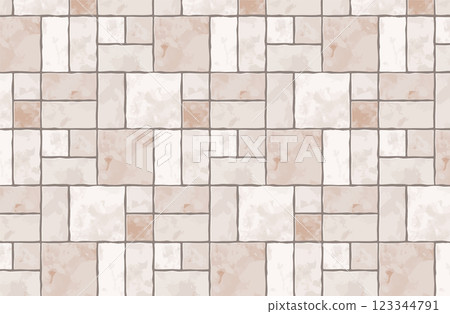 Bright colored stylish cobblestone pattern background illustration seamless sidewalk tile floor ground wall 123344791